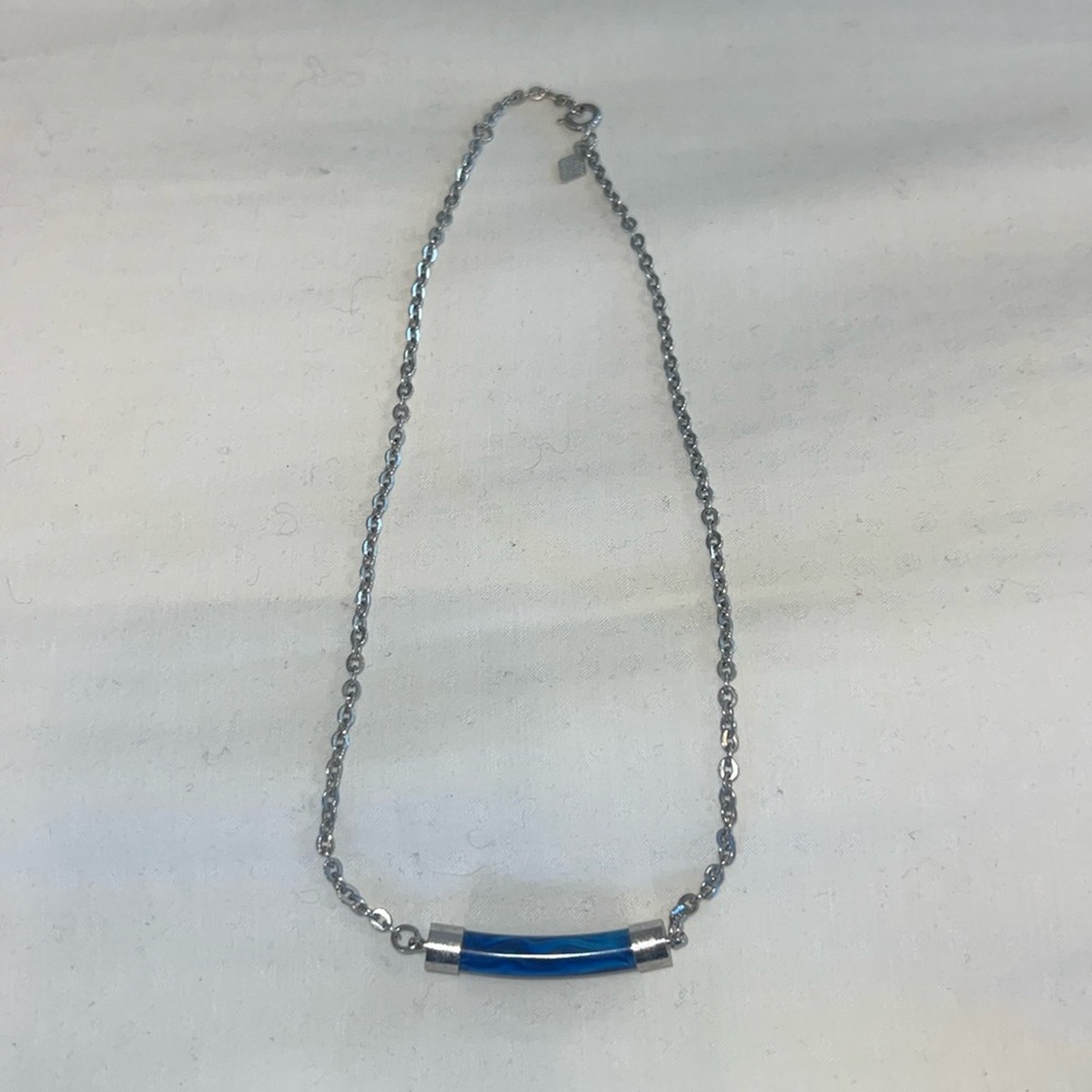 Vintage Sarah Coventry Cove Blue & Silver Chain Necklace